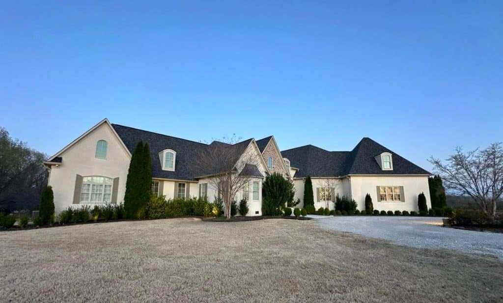 Black shingle roof on a luxury home