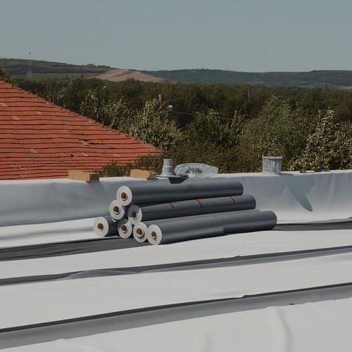 rolls of PVC membrane roofing